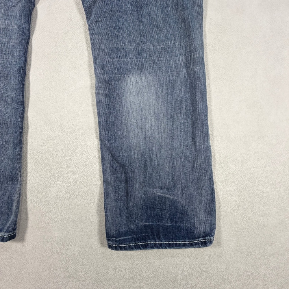Helix Relaxed Boot Jeans Mens 30x30 Blue Denim Distressed Iron Cross Pockets Y2K - Picture 14 of 15
